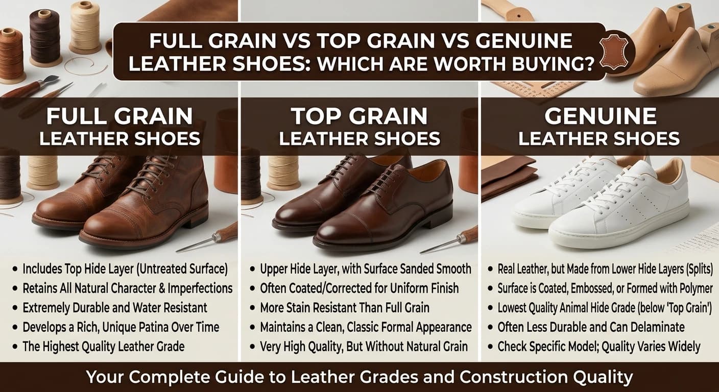 Full Grain vs Top Grain vs Genuine Leather: Which Leather Shoes Are Worth Buying?